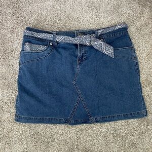 Blue Denim Mini Skort Women’s 10 Petite with Patterned Belt